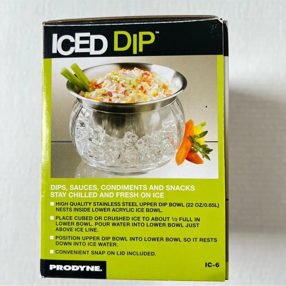 Prodyne Iced Dip 3 Piece Iced Stainless Steel & Acrylic Dip Cup With Lid